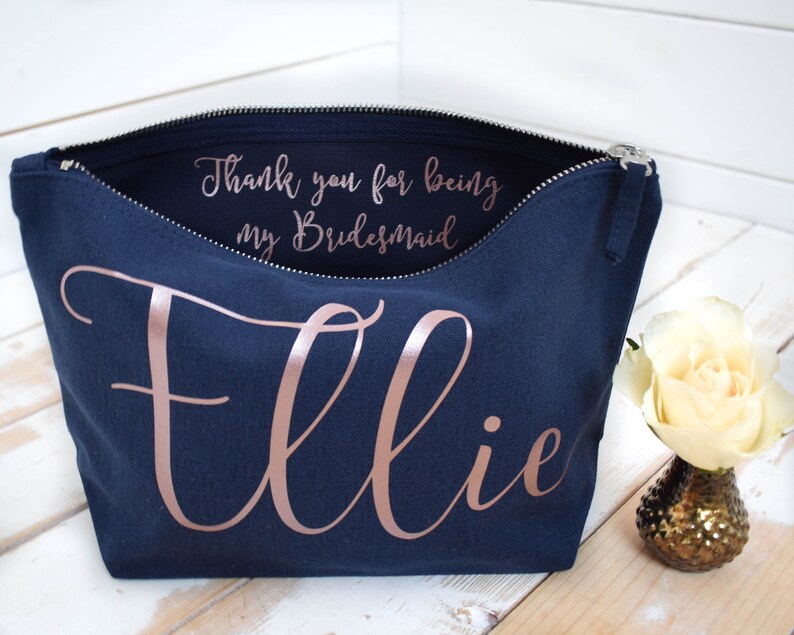 Wedding Thank you Gift Personalised Bridesmaid Gift Make Up Bag Maid of Honour Gift Unique Gift for Bridal Party, Makeup Cosmetic Bags image 3