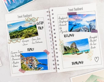 Carnet de voyage - cadeau d'aventure personnalisé - livre de souvenirs de vacances - amateur de voyage - carnet de voyage - cadeau pour les voyageurs - organisateur de voyage