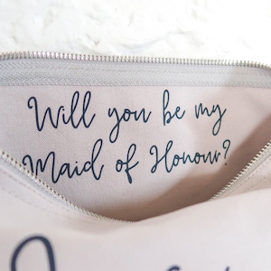 Will you be my Bridesmaid Gift Make Up Bag Personalised Cosmetic Bag, Maid of Honour Gift, Unique Gift for Bridal Party Bags, Makeup Bags image 7