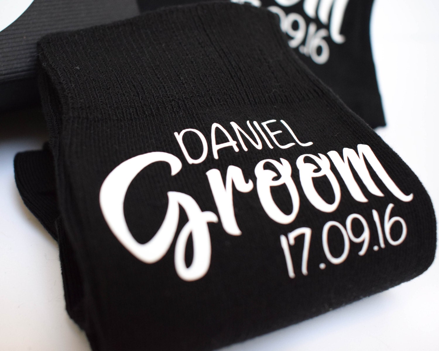 Image of Personalised Socks - Groom Best Man Usher Father Of The Bride Or Groomsman Wedding Gift Personalized Grooms Party Any Text Colour