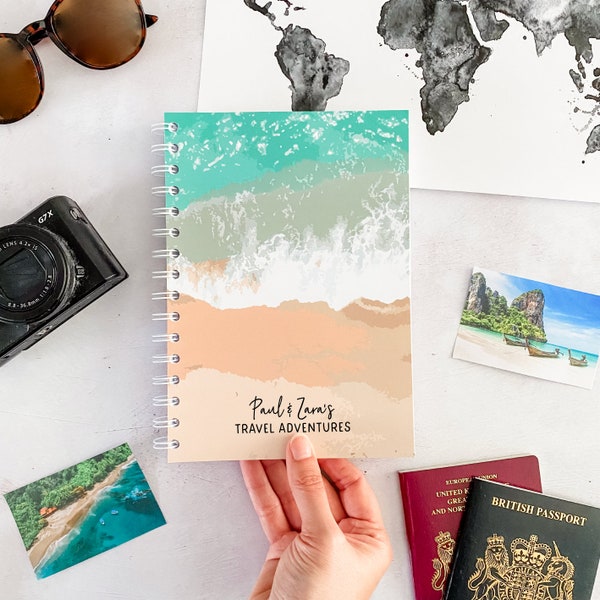 Personalised Travel Adventure Book - Beach - Holiday Memory Book - Travel Lover - Travel Notebook - Gift for Travellers - Travel Journal