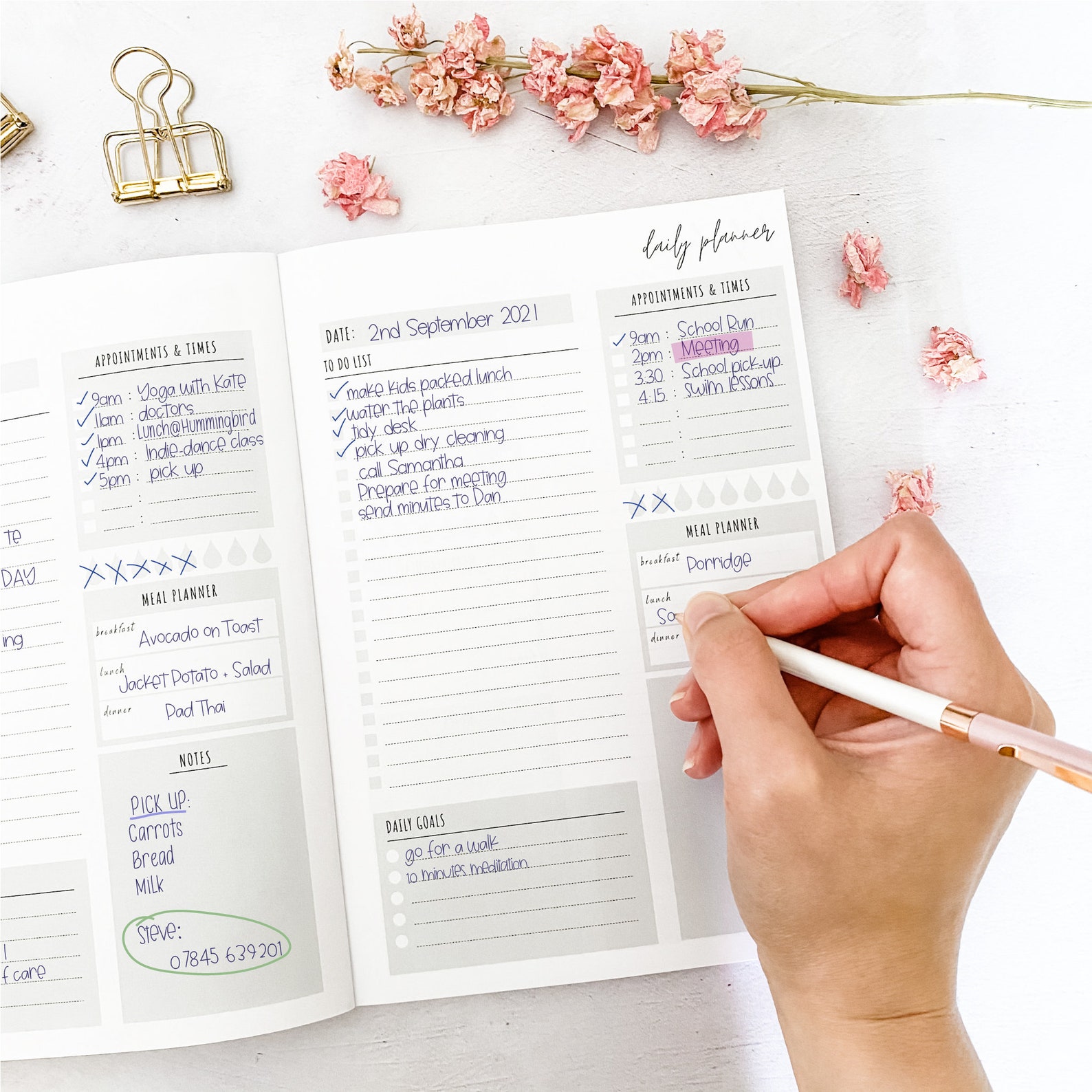 Personalised Daily Planner Book A5 Undated Week & Day Etsy