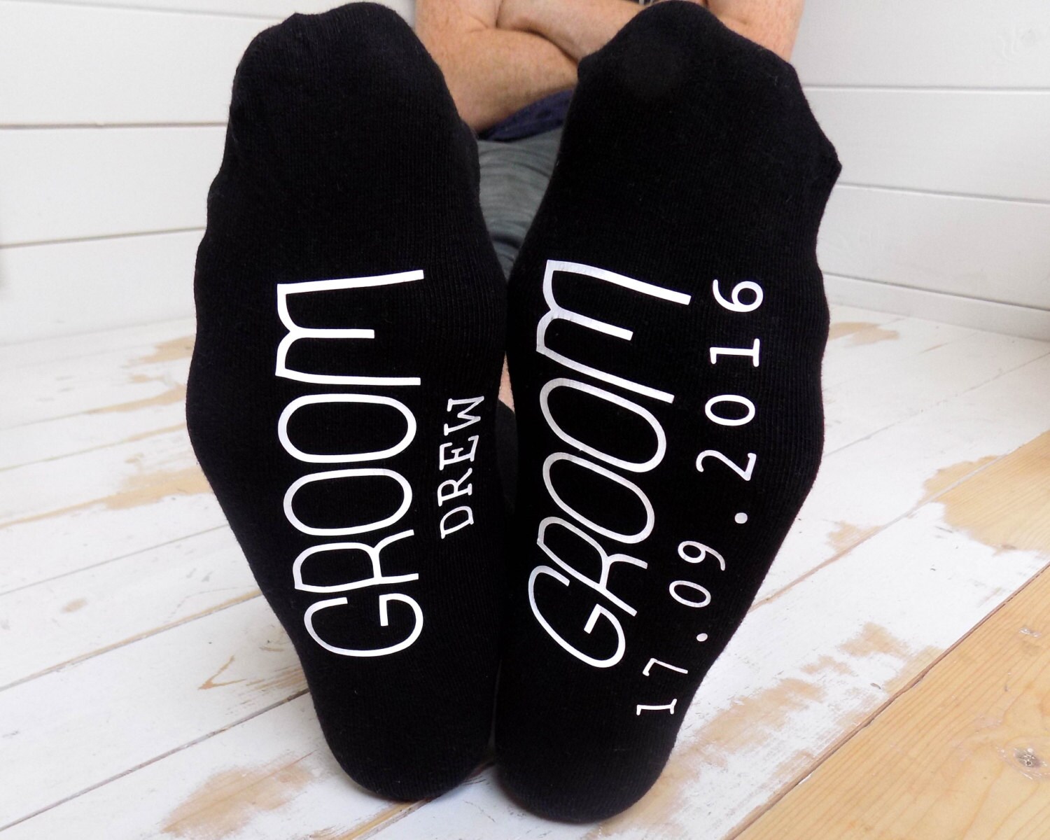 Image of Personalised Wedding Socks - Groom Best Man Usher Father Of The Bride, Groomsman Or Page Boy Gift Groom's Party