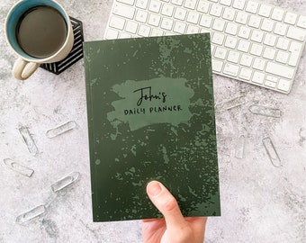 Personalised Daily Planner for Men - A5 Undated Weekly & Daily Organiser - Gift for Him - Personalized Planner Notebook Organiser