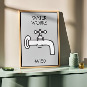 Water Works Print | Retro Bathroom & Utility Room Wall Art | New Home Gift