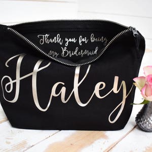 Wedding Thank you Gift Personalised Bridesmaid Gift Make Up Bag Maid of Honour Gift Unique Gift for Bridal Party, Makeup Cosmetic Bags image 2