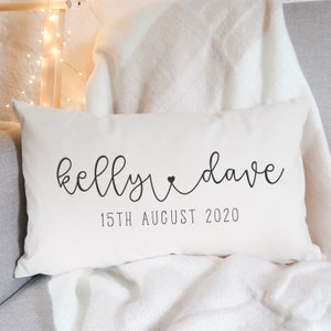 Personalised Cushion Personalized Pillow For the Couple Wedding Gift Cotton Anniversary Gift Engagement Present Valentine's Day image 1