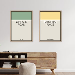Personalised Monopoly Street Print - Custom Wall Art - Any Street, Name, Number- Housewarming - Board Game Property Print - New Home Gift