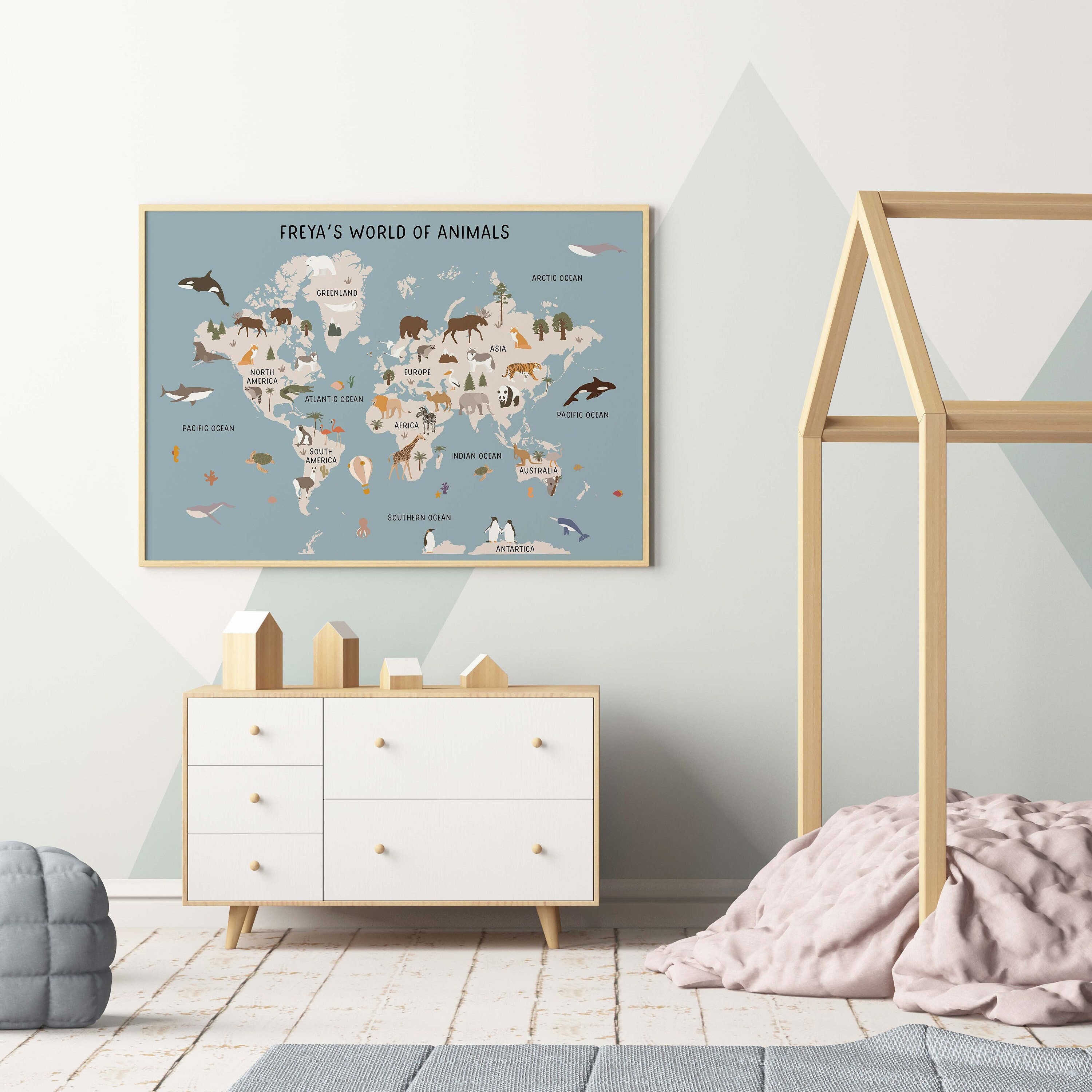 Personalised Animal World Map Print – Kids Nursery Decor - Etsy