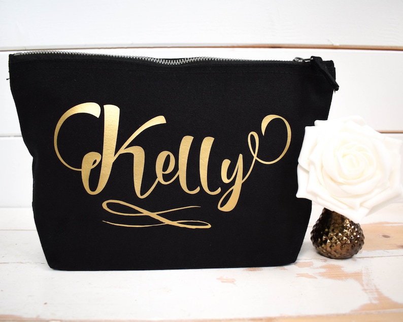 Personalised Make Up Bag with Any Name Valentine's Day Present Bridesmaid Gift Birthday Present Cosmetic Bag Bespoke Gift for Her image 1