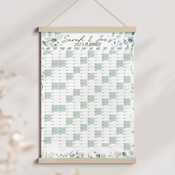 2023 Wall Planner Personalised A2 Wall Calendar Eucalyptus Etsy UK