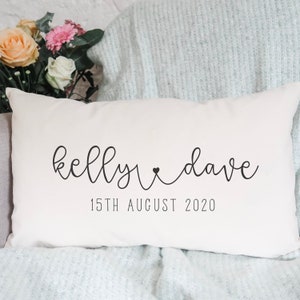 Personalised Cushion Personalized Pillow For the Couple Wedding Gift Cotton Anniversary Gift Engagement Present Valentine's Day image 2