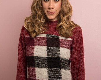 Gingham checkered turtleneck sweater // checkered sweater // tartan sweater