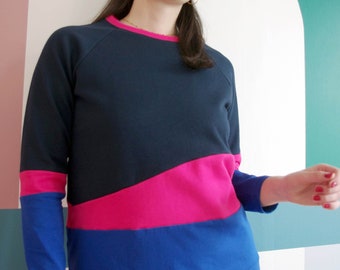 NEW --- Navy, pink and blue cut-out jumper
