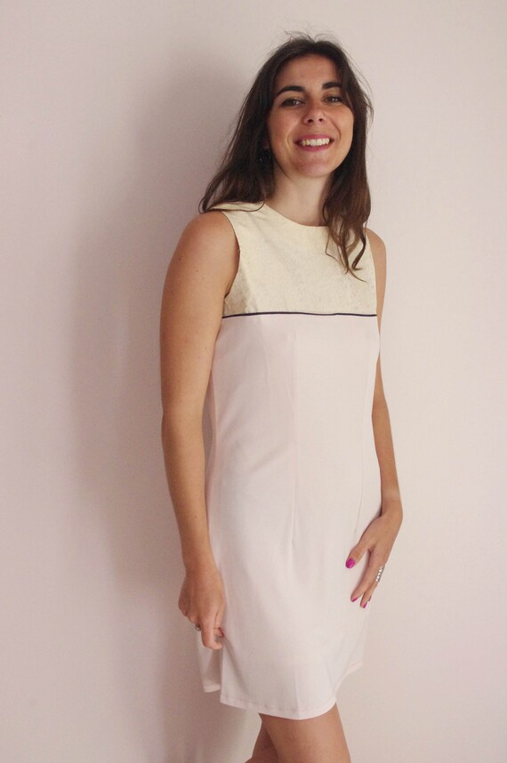 white top pink bottom dress Pleated White Top Ruffled Pink Chiffon Two-tone Cute Gown