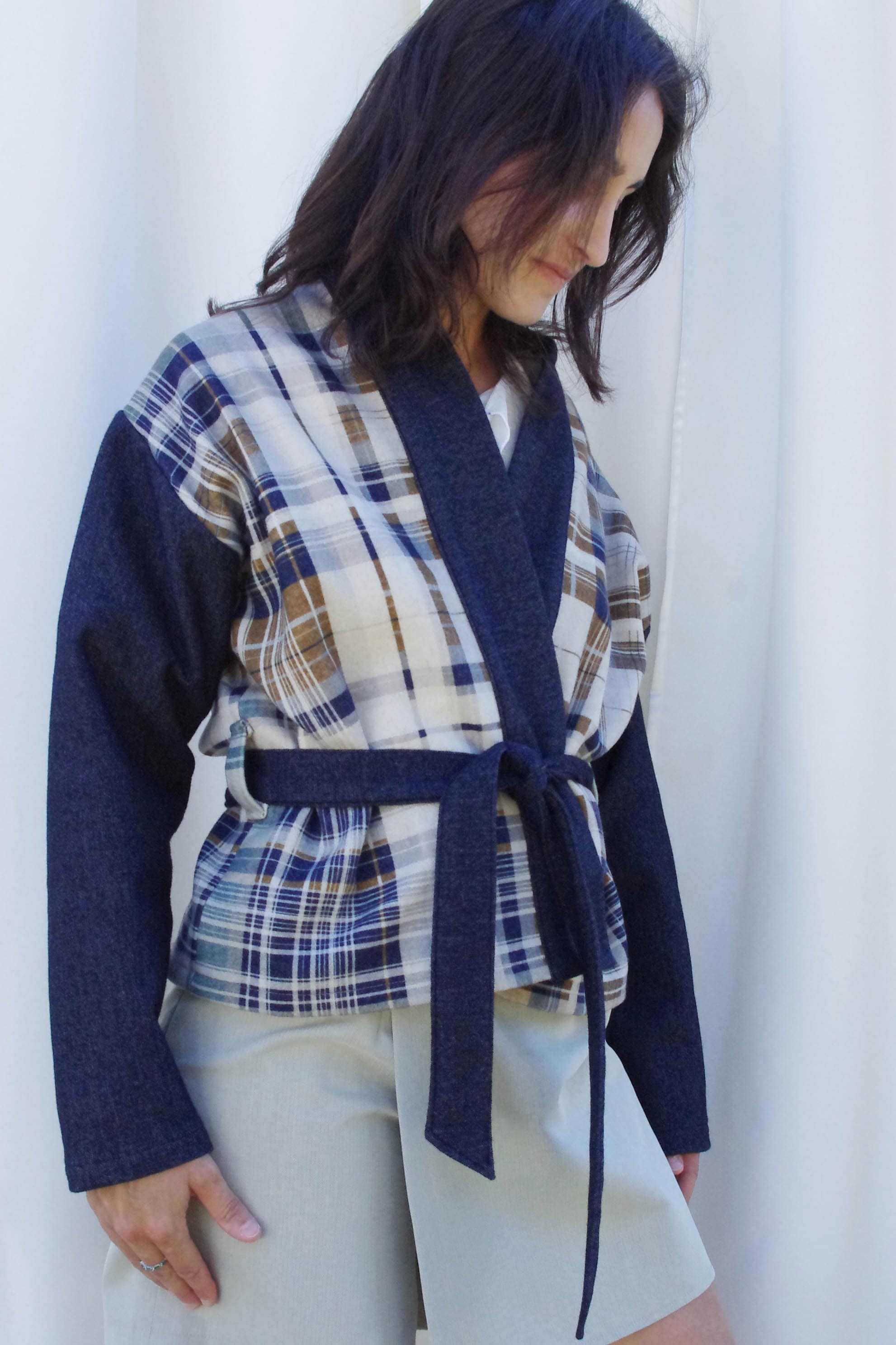 Gilet Femme British Khaki En Laine Tartan - Avec Accents Daim, Taille 6, Occasion Excellent état, Style British