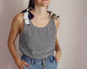 Nuevo--- Camiseta sin mangas marinera con lazos