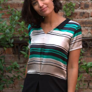 Black and green dress with large stripes