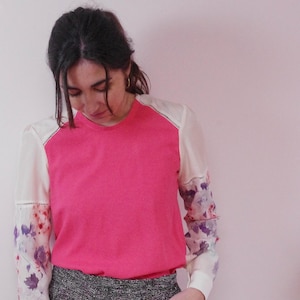 Galon fantaisie écru, rose et bordeaux Galon fantaisie écru, rose et bordeaux