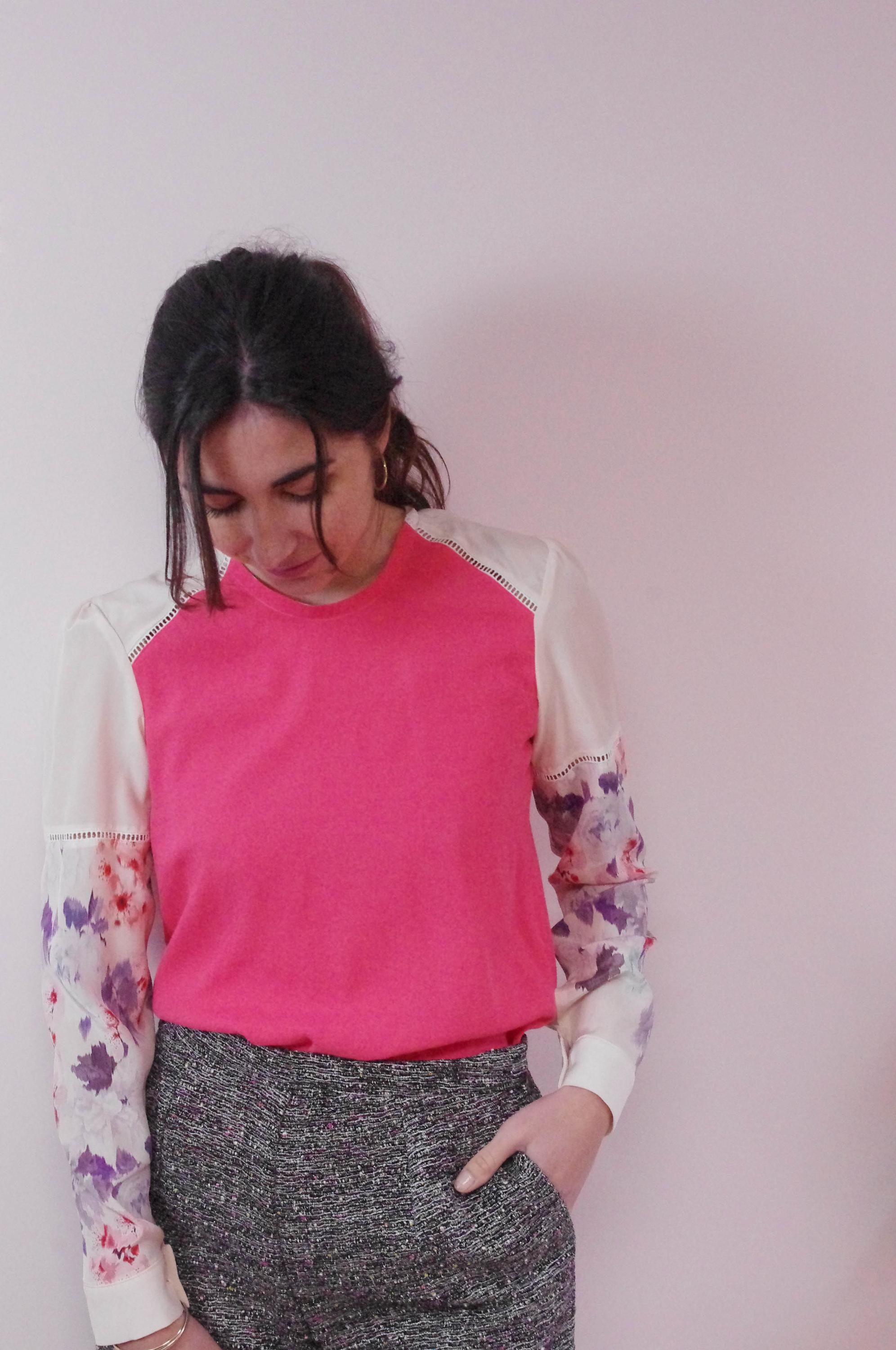 Chemisier Manara Rose Et Crème Imprimé Cachemire/floral/animal - Taille UK 20 (EUR 48), Neuf Sans étiquette