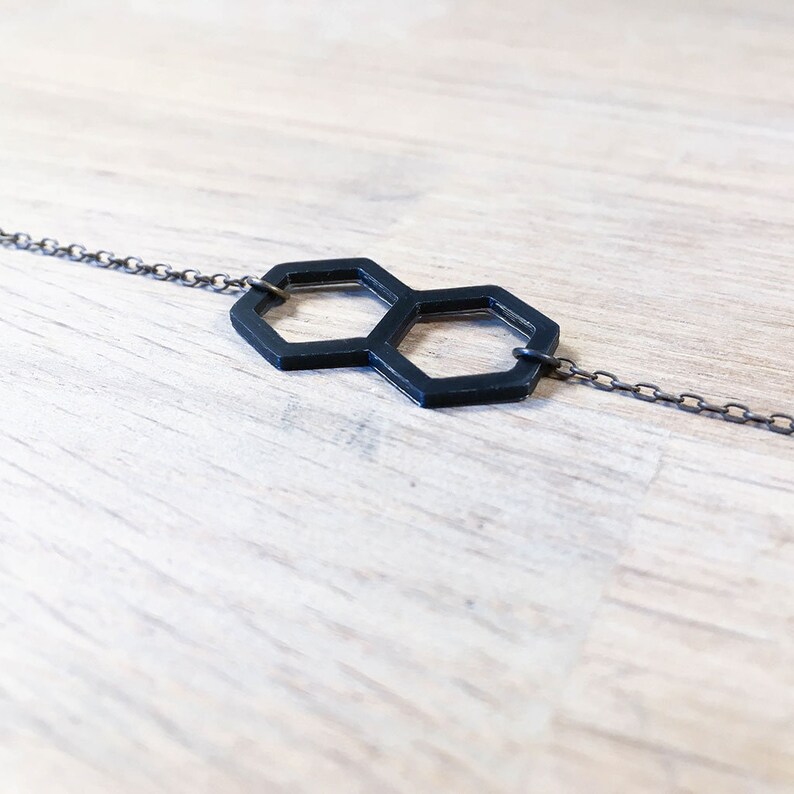 Hexagonal thin bracelet woman minimalist 3D print geometric bracelet women gift jewelry bronze chain
