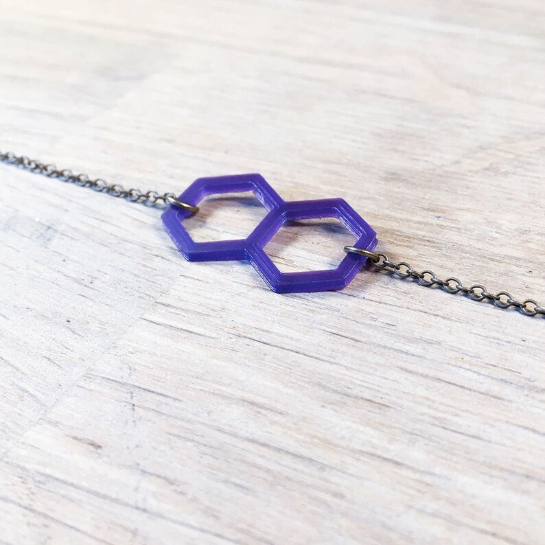 Hexagonal thin bracelet woman minimalist 3D print geometric bracelet women gift jewelry bronze chain