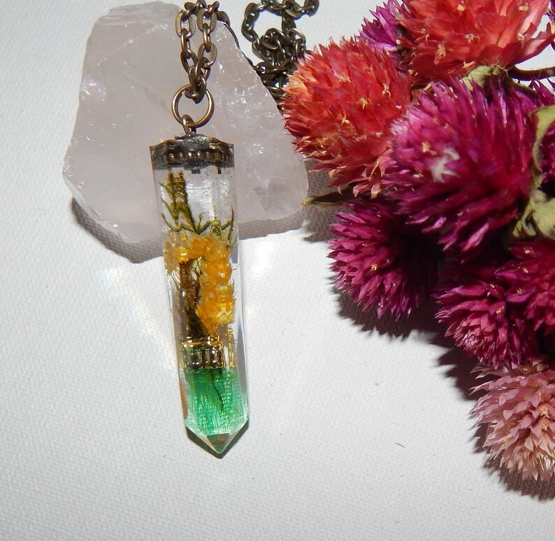 Crystal Resin Pendant resin crystal Terrarium Necklace Real Etsy