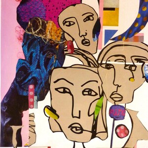 Original Mixed Media Collage: Hand-Cut Paper & Black Marker Art (11” x 14”)