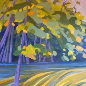 Beach Trail, Awenda Park, Original Acrylic Landscape Painting on Stretched Canvas , 24&quot; x 30&quot;, Modern Geometric Contemporary Landscape