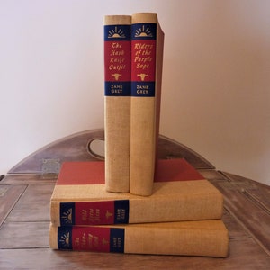 4 Zane Grey Western Fiction Books, Western Author Zane Grey, 1960s Special Edition Western Tales in Hardcover, Excellent Condition
