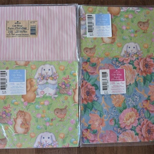 4 paquets de papier cadeau vintage, toutes occasions, Pâques, floral, lapins, papier cadeau Hallmark, fabriqué aux États-Unis.