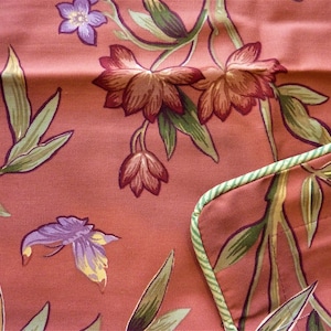 Vintage Waverly Fiji Standard/Queen Pillow Sham, New in Package, Rosy-Peach & Green Floral Cotton Duck Fabric w Striped Piping, 30&quot; x 24&quot;