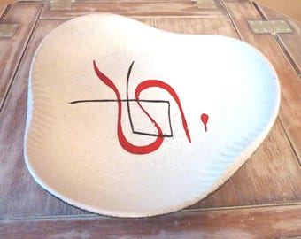 West German Keramik Plate/Shallow Bowl MCM Atomic Design Brutalist Art Pottery 9.5&quot; Diameter