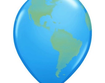 Quantity 12 Globe Earth World Latex 11" Balloon Party Decorating Supplies