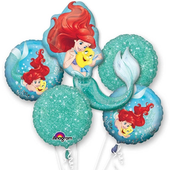 5 Piece Little Mermaid Balloon Bouquet Foil Party Decorating Etsy