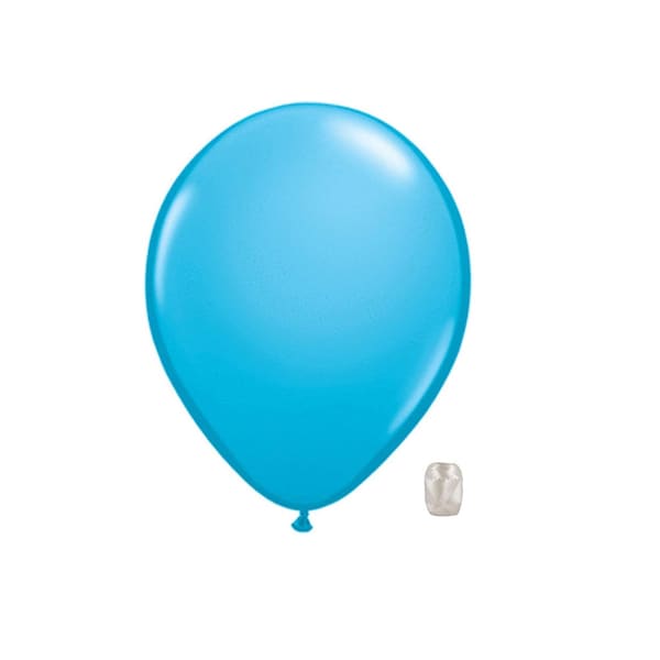 10 Pack 11" Standard Opaque Latex Color Balloons with Matching Ribbons (Robins Egg Blue)