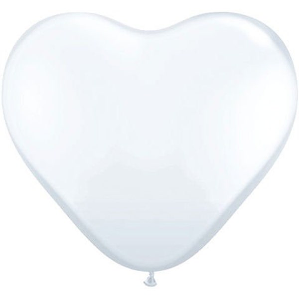 Quantity 10  White Heart Latex 11" Balloon