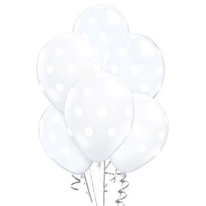 12 Quantity Clear & White Polka Dot Latex 11" Balloon Party Decorating Supplie