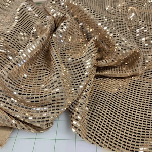 Special Occasion Designer Deadstock Disco Glitz Gold Jersey Knit- by the yard
