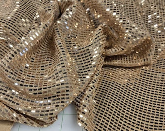 Special Occasion Designer Deadstock Disco Glitz Gold Jersey Knit- by the yard