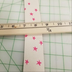 Starry Webbing: Pink Stars on Natural, 1.5&quot; Wide - By The Yard