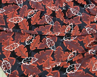 Nylon Spandex Hawaii Tropical Foliage Activewear/Swimwear Black and Red Knit- Sold by the yard
