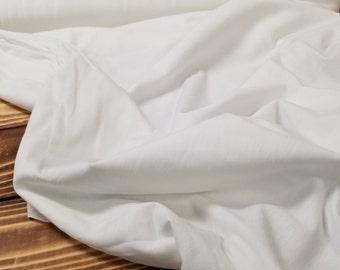 100% Cotton Jersey Optic White T-Shirt Knit Made in the USA Solid 7.5 oz- Sold by the Yard ( Fabric cut as one continuous piece)