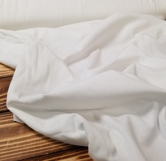 100% Cotton Jersey Optic White T-Shirt Knit Made in the USA Solid 7.5 oz- Sold by the Yard ( Fabric cut as one continuous piece)
