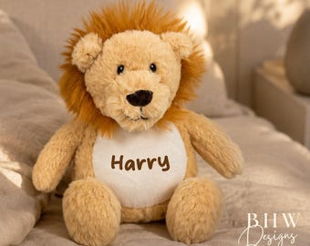 Personalised Mini Lion Teddy | Custom Baby Beige Plush Toy, Keepsake