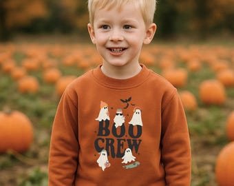 Boo Crew Kids Halloween Sweatshirt: Skateboard Ghost Crew Neck Fleece