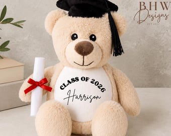 Personalised Graduation Teddy Bear, Class of 2026 Gift, Graduate with Name, Graduation Keepsake, School, College or University