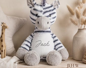 Personalised Mini Zebra Soft Toy | Custom Name Baby Gift Teddy