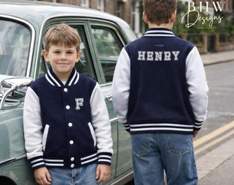 Personalised Name Children's Varsity Bomber Jacket Inicial Kids letterman College Jacket