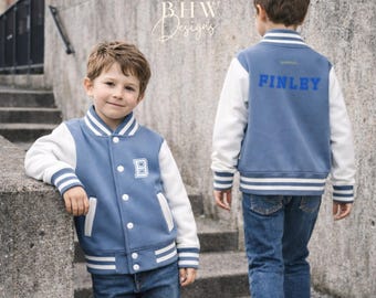 Personalised Name Children's Varsity Jacket Inicial Kids letterman Jacket